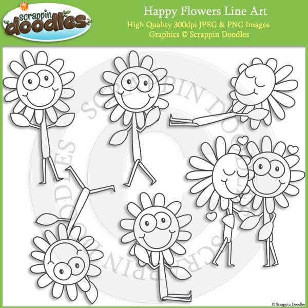 Happy Flowers Clip Art