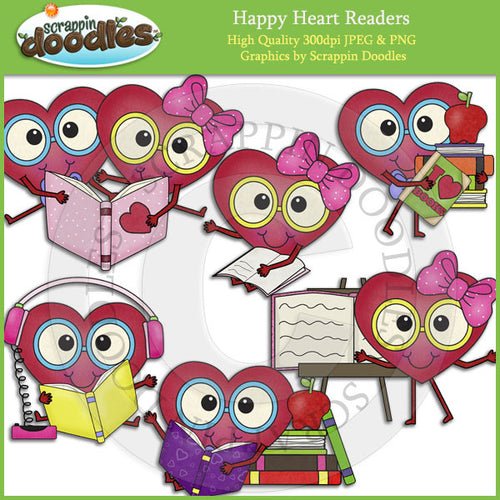 Happy Heart Readers Clip Art Download