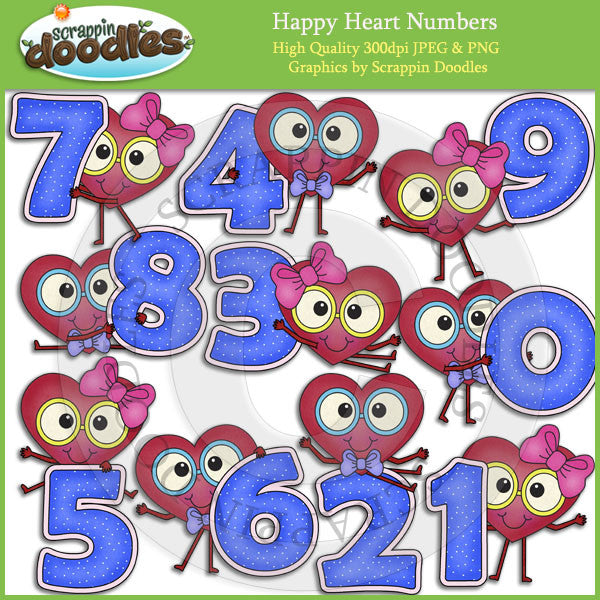 Happy Heart Numbers Clip Art Download