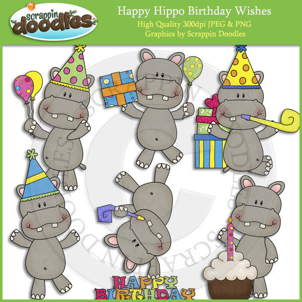 Happy Hippo Birthday Wishes Clip Art Download