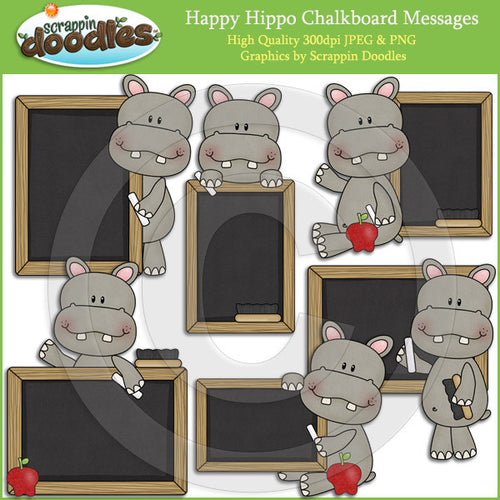 Happy Hippo Chalkboard Messages Clip Art Download