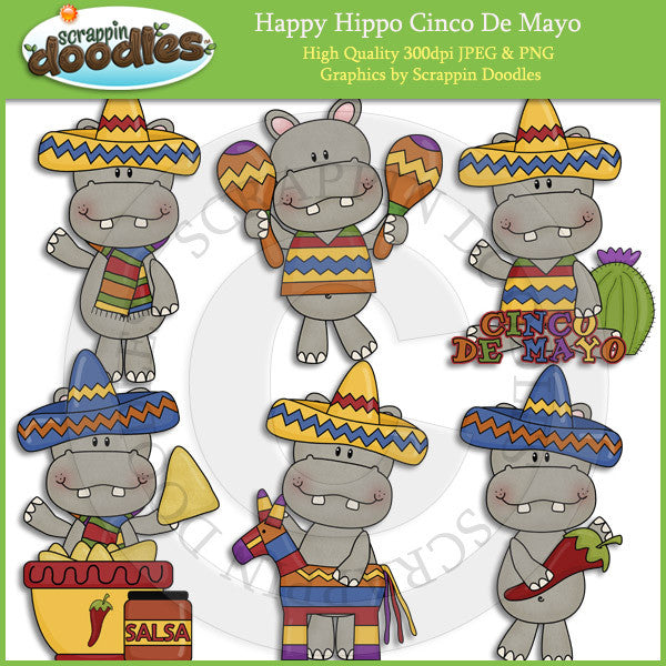 Happy Hippo Cinco De Mayo Clip Art Download