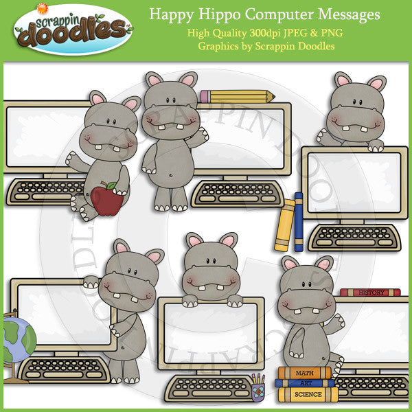 Happy Hippo Computer Messages Clip Art Download