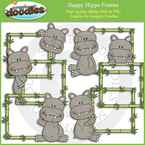 Happy Hippo Frames Clip Art Download