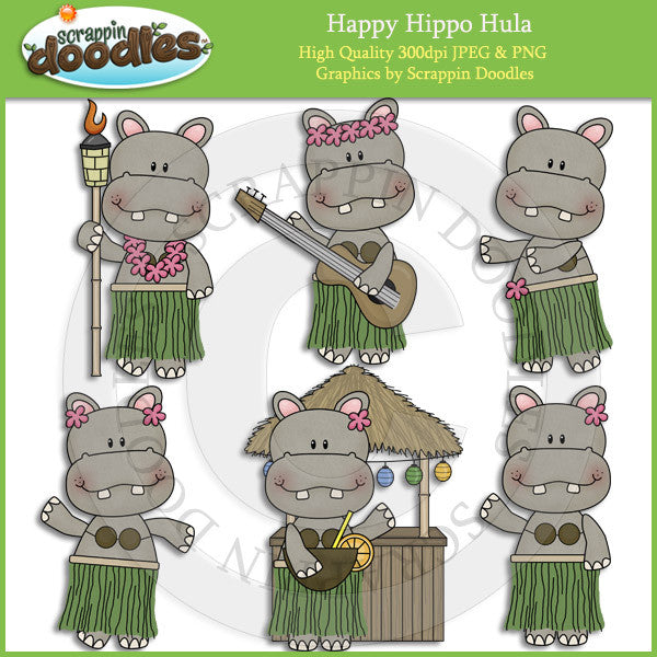 Happy Hippo Hula Clip Art Download