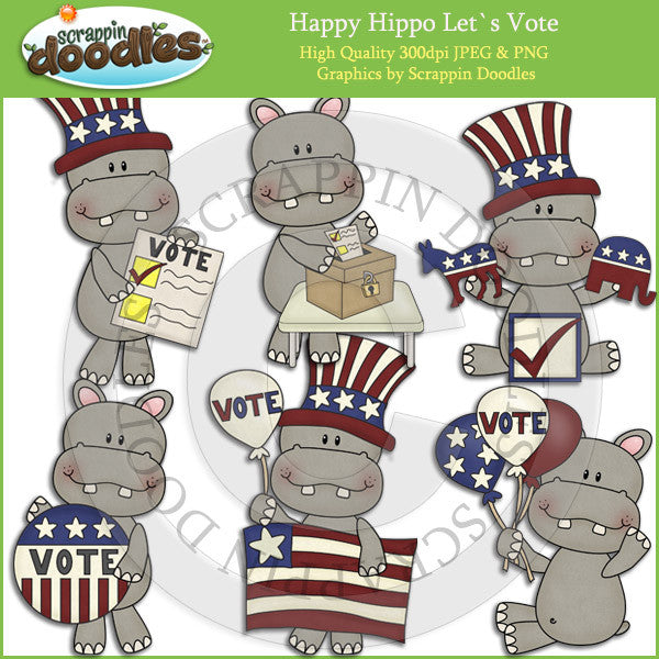 Happy Hippo Let's Vote Clip Art Download