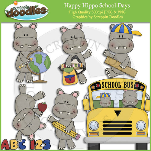 Happy Hippo School Days Clip Art Download