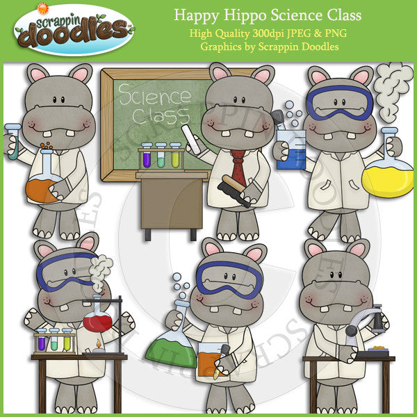 Happy Hippo Science Class Clip Art Download