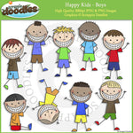 Happy Kids - Boys Clip Art & Line Art