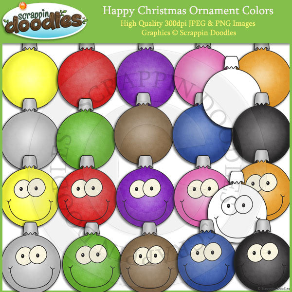 Happy Christmas Ornament Colors Clip Art