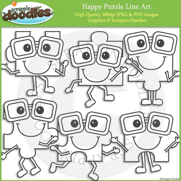 Happy Puzzle Pieces Clip Art
