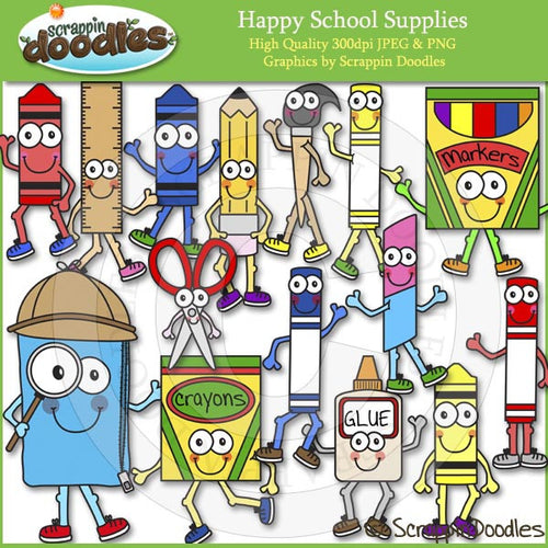 Happy School Supplies Clip Art