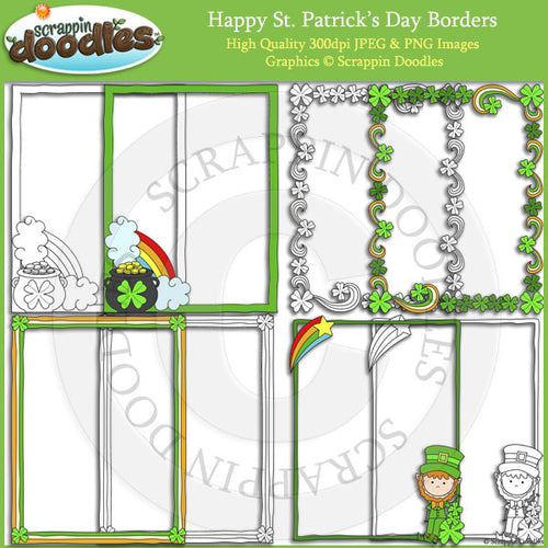 Happy St. Patrick's Day Borders with Line Art