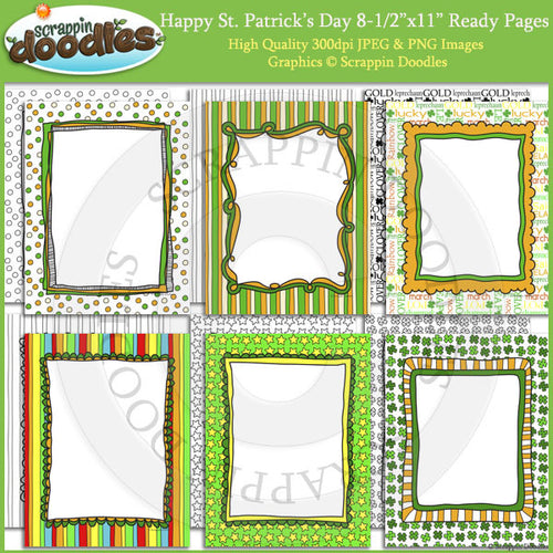 Happy St Patricks Day 8 1/2 x 11 Ready/Cover Pages with LineArt