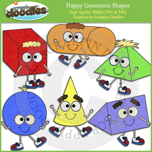 Happy Geometric Shapes Clip Art