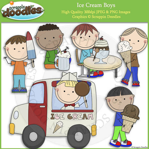 Ice Cream Boys Clip Art