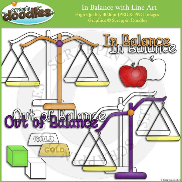 In Balance Clip Art & Line Art - Free WITH ANY ORDER