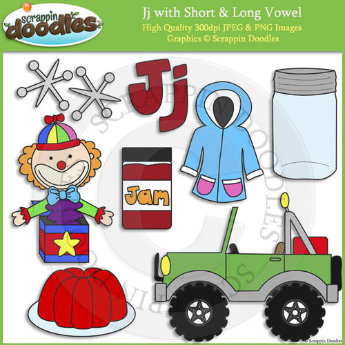 Jj Short and Long Vowel Clip Art and Line Art