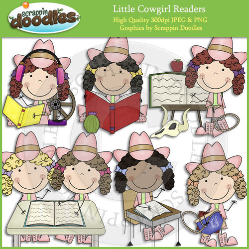 Little Cowgirl Readers Clip Art Download