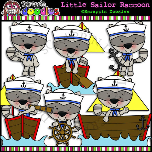 Little Raccoon Sailors Clip Art