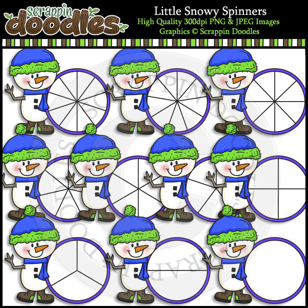 Little Snowy Spinners Clip Art & Line Art