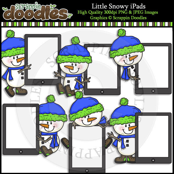 Little Snowy iPads Clip Art & Line Art