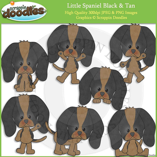 Little Spaniel Black & Tan Clip Art