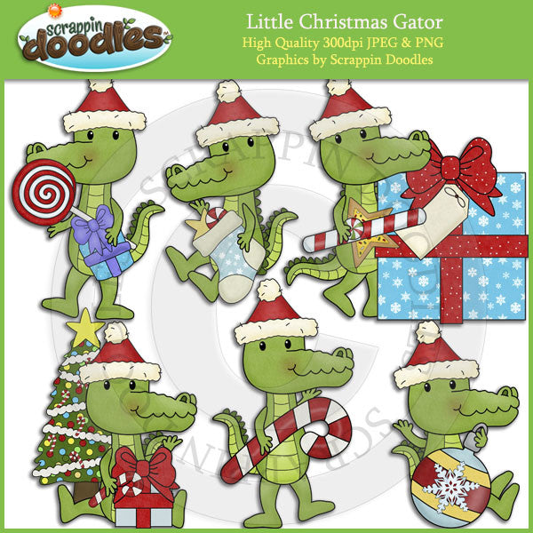 Little Christmas Gator Clip Art Download