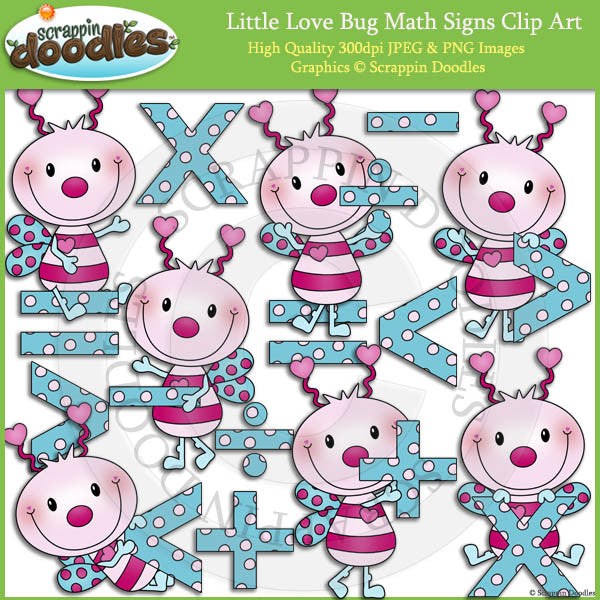 Little Love Bug Math Signs Clip Art