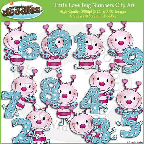 Little Love Bug Numbers Clip Art