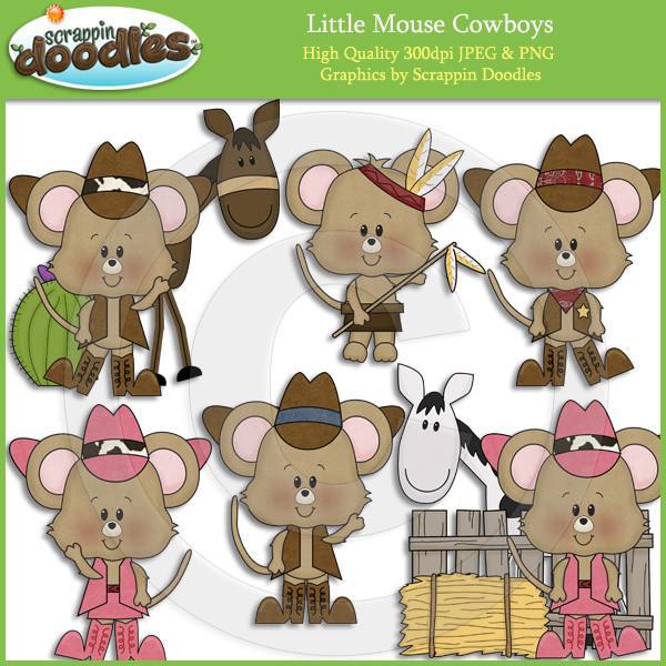 Little Mouse Cowboys Clip Art Download