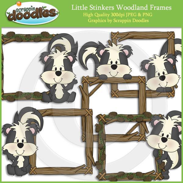 Little Stinkers Woodland Frames Clip Art Download