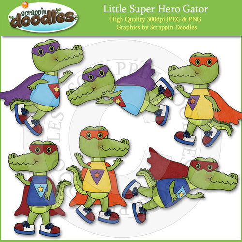 Little Super Hero Gator Clip Art Download