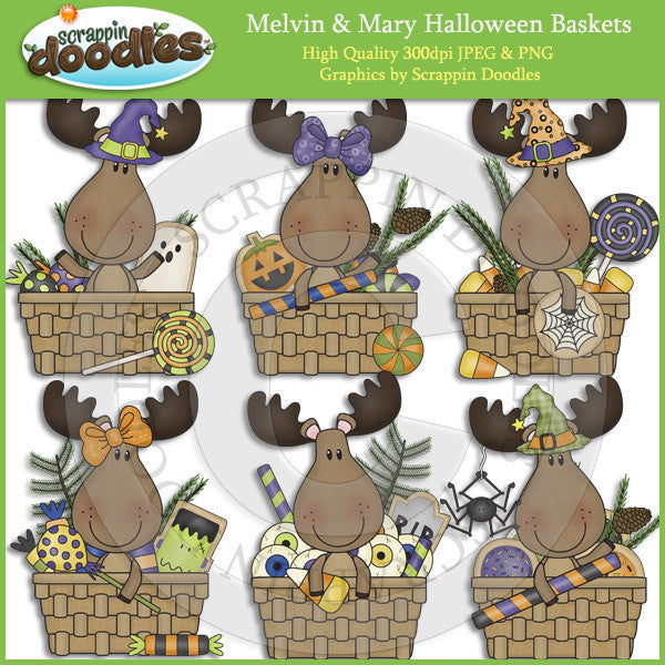 Melvin & Mary Halloween Baskets Clip Art Download