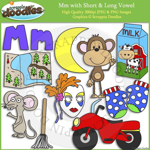 Mm Short and Long Vowel Clip Art and Line Art