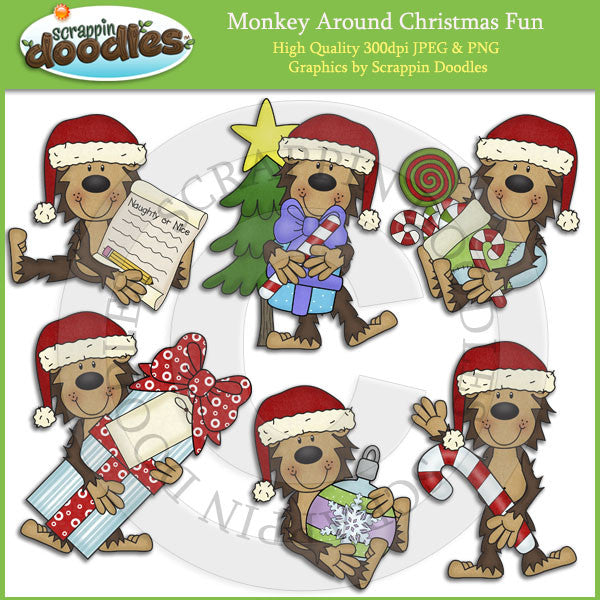 Monkey Around Christmas Fun Clip Art Download