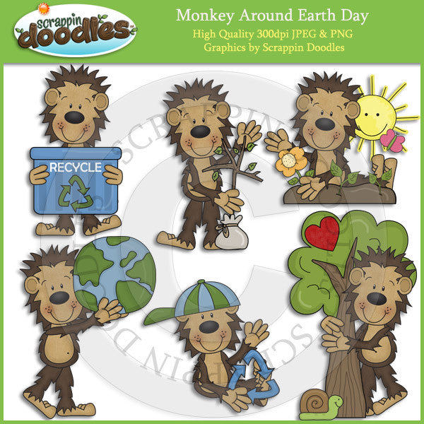Monkey Around Earth Day Clip Art Download