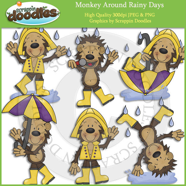 Monkey Around Rainy Days Clip Art Download