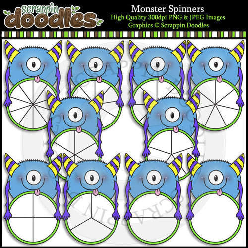 Monster Spinners Clip Art & Line Art