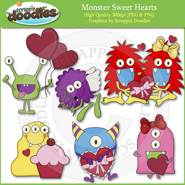 Monster Sweet Hearts Clip Art Download