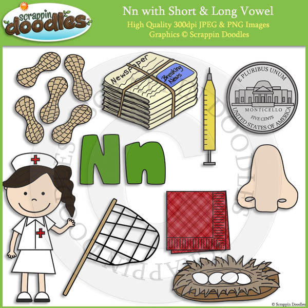 Nn Short and Long Vowel Clip Art and Line Art