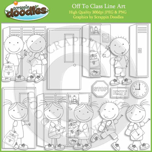 Off To Class Clip Art School Hallway Locker Graphics