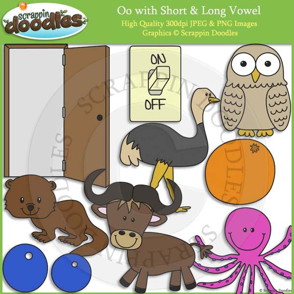 Oo Short and Long Vowel Clip Art and Line Art
