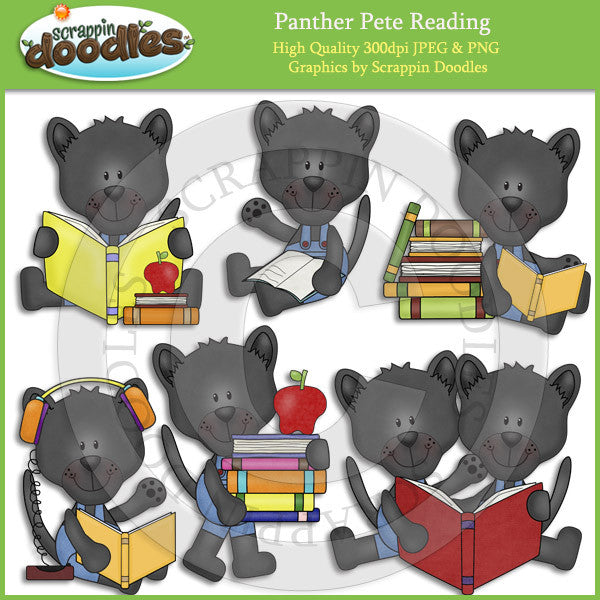 Panther Pete Reading Clip Art Download