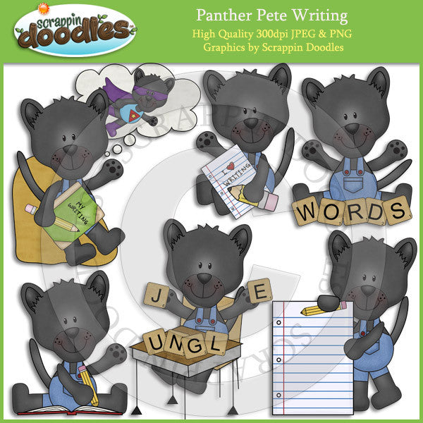 Panther Pete Writing Clip Art Download
