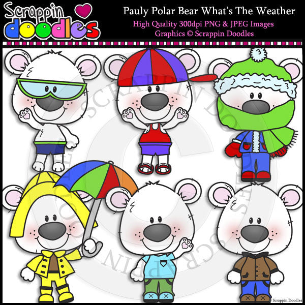 Pauly Polar Bear What's the Weather Clip Art & Line Art