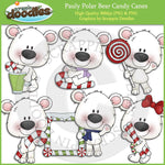 Pauly Polar Bear Candy Canes Clip Art Download
