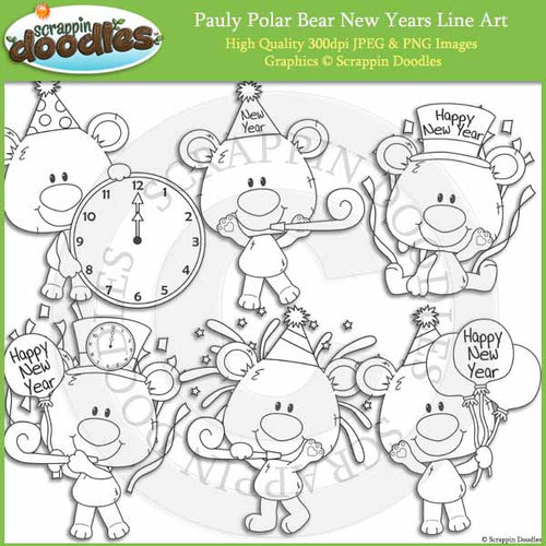 Pauly Polar Bear New Years Clip Art