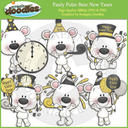 Pauly Polar Bear New Years Clip Art Download