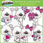 Pauly Polar Bear Valentine Doodles Clip Art